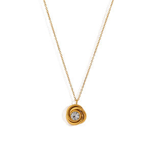 Ожерелье в европейско-американском ретро-стиле с витым бриллиантом, из титановой стали с 18-каратным золотым покрытием, с бамбуковым полым спиральным жемчужным кулоном - Product Image 5