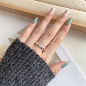 Dylam Unique Fashion Design Rainbow Colorful Women Beaded Rhodium 925 Sterling Silver Trendy Daily Wear <b>Adjustable</b> <b>Rings</b> - Product Image 4