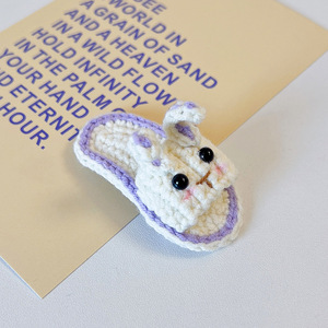 Zapatillas de animales de ganchillo hechas a mano <span class=keywords><strong>para</strong></span> niños, horquilla divertida <span class=keywords><strong>para</strong></span> bebé, objetos decorativos que no dañan el pelo, flequillo, tarjeta <span class=keywords><strong>BB</strong></span> - Product Image 6