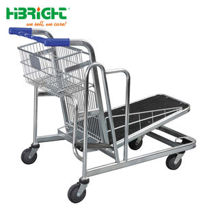 Heavy Duty Metal <b>Rolling</b> Cart with Wire Basket and Plastic Crate for Supermarket Restocking Warehouse Picking Logistics Trolley - Product Image 5