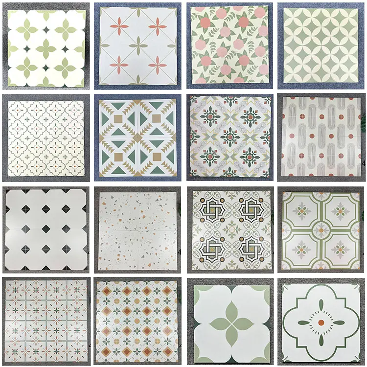 Azulejos de cerámica con patrón de flores artísticas para pisos de baño y pared de cocina, azulejos de fondo de 400x400mm