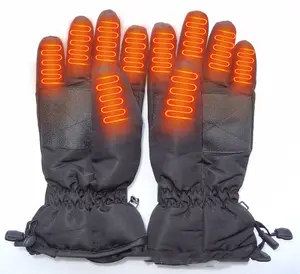 防水加热手套男女充电防水皮革冬季滑雪保暖加热手套
