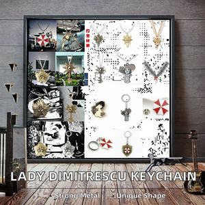 Porte-clés parapluie, broche et collier de la Lady Dimitrescu de Resident Evil, accessoires de jeu, mousqueton métallique, porte-clés unique, marque WOEWI - Product Image 2