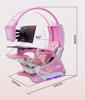 Super Rêve Pod zéro gravité inclinaison basculement PC chaise de course de jeux gaming cockpit avec haut-parleurs RGB LED soutien 1-2 écrans