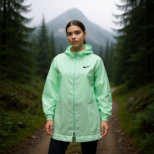 Chaqueta Cortavientos Nike para Mujer, Color Menta, Talla XL, con Capucha, Cierre Frontal con Cremallera, Manga Larga, Ropa Deportiva para Exteriores - Product Image 2