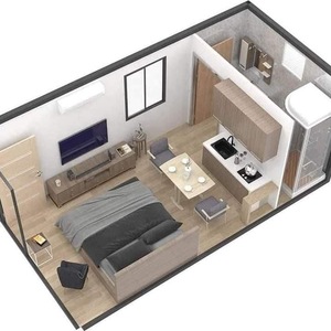 Casa prefabricada decorada, <span class=keywords><strong>estilo</strong></span> metálico moderno, hierro gris - Product Image 2