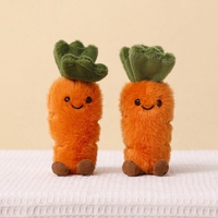 En gros, Mini porte-clés peluche carotte personnalisée, légume en peluche doux avec visage et pieds, pour boutiques de cadeaux et machines à griffes, approvisionnement en gros
