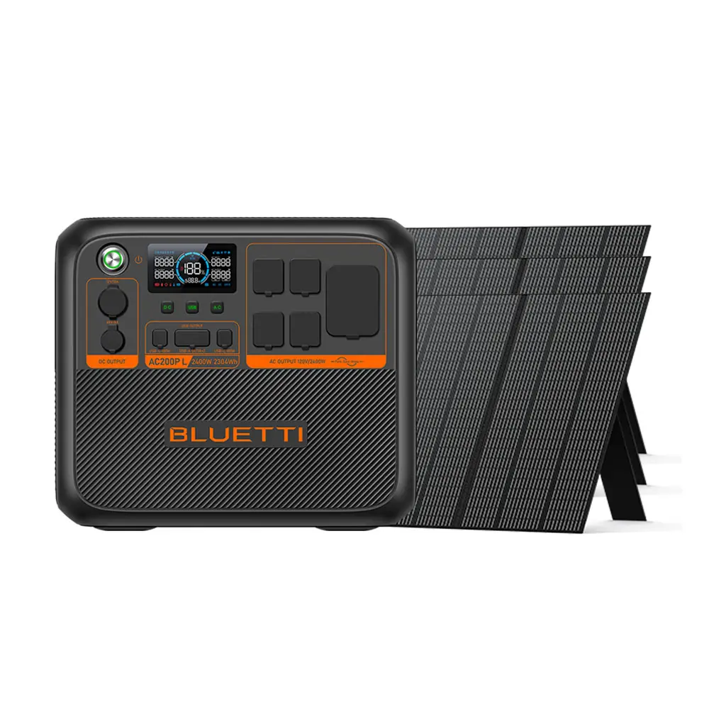 Bluetti AC200PL centrale solaire 2400W 2300Wh générateur solaire portable avec panneau solaire stockage de batterie pour un usage domestique