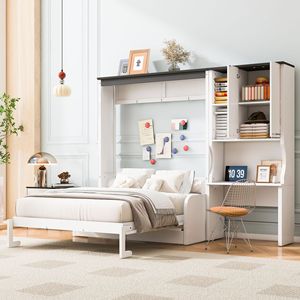 Storage Bed With Desk And <b>Wardrobe</b> White Bedroom Set For Children Adults Elderly Framework Structure N063 - Product Image 1