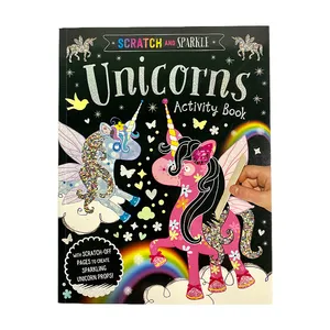 Benutzer definierte Magic Rainbow Unicorn Scratch Arts Papier Bücher Set für Kinder Kunst bedarf