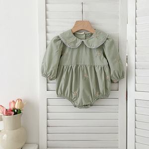 Nuovo Stile Autunnale: Vestito per Bambina con Colletto Peter Pan Ricamato, Tutina a Maniche Lunghe per Neonata, Outfit Coordinato per Sorelle - Product Image 3