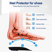 Semelles intérieures unisexe en mousse à mémoire de forme et mousse d'uréthane pour fasciite plantaire, soulagement de la douleur au talon, soutien de la voûte plantaire, antidérapantes, avec talonnette réglable