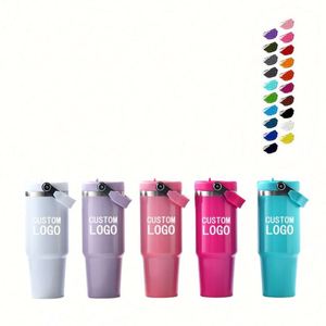 Vaso Térmico Personalizado con Logotipo de 30 oz, Taza de Café de Acero Inoxidable de Doble Pared con Aislamiento al Vacío, Vasos de Viaje para Auto de 30 oz con Asa y Tapa - Product Image 1