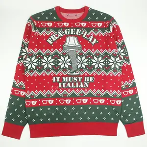 2023 Custom LOGO OEM & ODM Weihnachts pullover Jacquard Langarm Strickwaren Rundhals ausschnitt billig lustige hässliche Weihnachten Sweatshirt