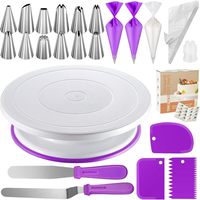 71-teiliges Tortendrehteller-Set mit Spritztüllen, Spritzbeutel, Creme-Schaber und Spatel