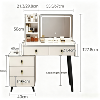 Meuble-lavabo en bois d'ingénierie, directement de l'usine ; Modèle blanc avec éclairage LED et miroir, idéal pour les dressing intégrés