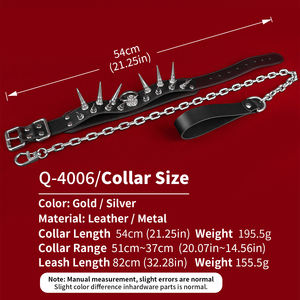 FUNSM <span class=keywords><strong>BDSM</strong></span> Collar con pinchos Bondage Gear Collar de cuero y correa de Metal SM Game Fetish Sex Toys Bondage Gear para parejas - Product Image 2