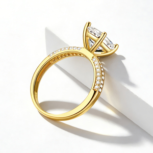 <span class=keywords><strong>Anillo</strong></span> Chapado en Oro de 18k <span class=keywords><strong>con</strong></span> Moissanita Elíptica de 3CT, <span class=keywords><strong>Anillo</strong></span> de Compromiso Elegante para Mujer <span class=keywords><strong>con</strong></span> Certificación GRA - Product Image 6