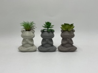 Mini pot de ciment grenouille mignon avec succulente artificielle