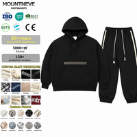 Ensemble de survêtement personnalisé pour homme, noir, avec sweat à capuche et pantalon de jogging, poches utilitaires zippées, bande latérale, en molleton de coton épais, deux pièces