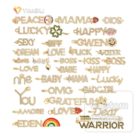 Breloque en laiton plaqué or YML avec micro-incrustations de zircon, lettres texte PAIX, BONHEUR, MAMAN, AMOUR, accessoires DIY pour bracelet et collier