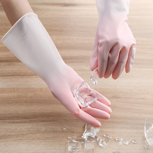 <b>Thin</b> Latex Dishwashing <b>Gloves</b> 30cm Waterproof Household Cleaning <b>Gloves</b> Gradient Color Durable - Product Image 3