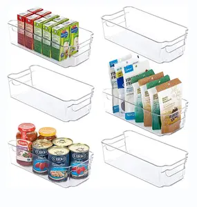 BPA-Free Refrigerator Organizer Bins Small Clear Plastic Bins For Fridge Kitchen Cabinet Pantry Organization Storage 6 PAck