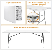 Table pliante rectangulaire populaire de 181cm pour salle à manger intérieure en plein air