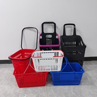 Chariot de courses robuste en métal et PP pour supermarché, panier de courses en plastique avec roues
