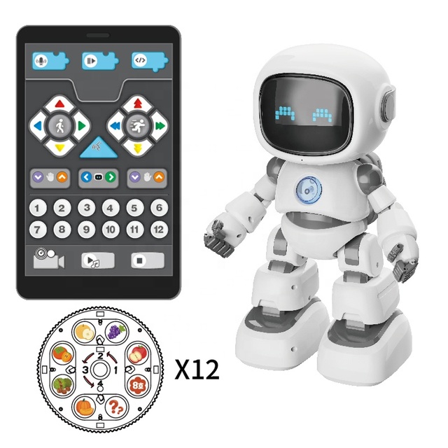 Educational Voice Controlled Robot With LED Lights Smart Programmable RC Robot for Boys and Girls Projection Multifunction Toy