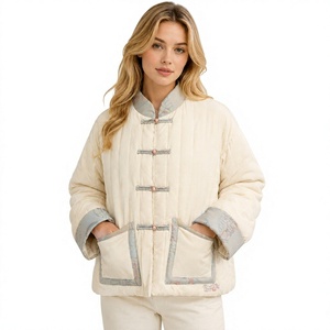 Abrigo informal holgado y versátil para mujer, estilo chino, con cuello alto francés, nueva moda de otoño, chaqueta de plumón estilo universitario, venta al por mayor - Product Image 1
