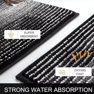 Luxury <strong>Navy</strong> Striped Cationic Chenille Polyester Absorbent Thick <strong>Bath</strong> <strong>Mats</strong> Modern Eco-Friendly Home Hotel Non-Slip Washable - Product Image 5