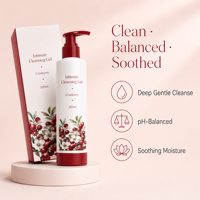 Gel Nettoyant Naturel à la Canneberge, Cnidium Monnieri, Acide Hyaluronique, Hypoallergénique, Nettoyage en Profondeur, Équilibrant le PH, Apaisant