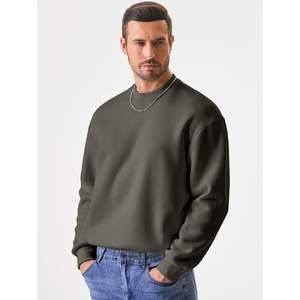 Sudadera con capucha informal de algodón con cordón para hombre 2025, jersey de cuello redondo XL con cremallera, bordado 3D de 500gsm, etiqueta personalizada - Product Image 2