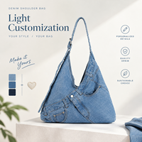 Sac fourre-tout en jean vintage, sac à bandoulière avec sangle réglable, logo personnalisé OEM ODM disponible