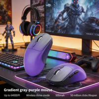 Harga Grosir Produsen OEM M348 Mouse Gaming Nirkabel Ringan Warna Gradasi Abu-Abu Ungu 6400 DPI Tiga Mode