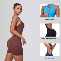 Nouveau justaucorps de yoga aérien style européen et américain pour femme, respirant, séchage rapide, en Spandex/Nylon, col en V, sans manches, pour le sport