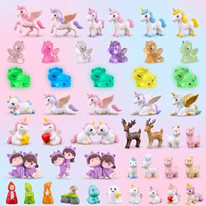 Mini figurines d'animaux licorne <span class=keywords><strong>en</strong></span> résine, mignonnes, thème féerique, Saint-Valentin, romantiques, pour pâte à modeler, slime, objets de collection, remplissage de boîte cadeau du fabricant - Product Image 5
