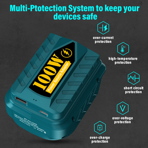 Adaptateur de chargeur 2 en 1 100W compatible avec les batteries au lithium <span class=keywords><strong>Makita</strong></span> <span class=keywords><strong>18V</strong></span>, chargeur portable à deux ports USB pour plusieurs appareils - Product Image 5