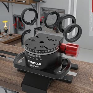 שלבי סיבוב ידניים מדויקים של OMTOLS, תנועה של 360 מעלות, הנעה באמצעות תמסורת תולעת עם מסבי כדור, סגסוגת אלומיניום, יחס העברה 1:62, אחריות לשנה - Product Image 2