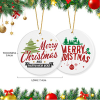 Ornements en céramique vierges de sublimation de cœur rond au design moderne personnalisé de 3 pouces Décoration familiale de Noël personnalisée