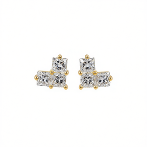 Pendientes de Zirconia con Corte Princesa Dorados, Diseño Geométrico, Chapados en Oro de 18K, Joyería de Fiesta para Mujer, Pendientes Clásicos de Moda - Product Image 1