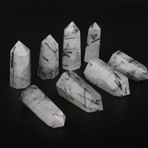 Vente en gros de cristaux de tourmaline naturelle, tourmaline noire, quartz rutile poli, style Feng Shui à des fins décoratives - Product Image 3