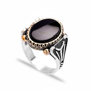 Onyx Stone Oval Shape Ottoman Design Authentic <b>Ring</b> <b>for</b> <b>Men</b> <b>Ring</b> Wholesale Handmade 925 Sterling Silver - Product Image 2