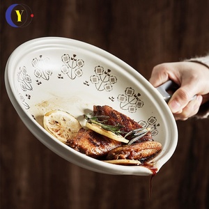 Sartén de porcelana japonesa creativa de un solo mango, apta para fuego abierto, con mango de cerámica para uso doméstico, para preparar la cena. - Product Image 3