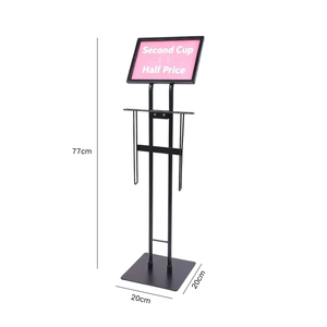 Support de signalisation au sol noir de 77 cm avec panneau inclinable et base en acier à double poteau pour les promotions en magasin de meubles et les présentoirs de vente au <span class=keywords><strong>d</strong></span>étail, signalisation de passage piétonnier - Product Image 2