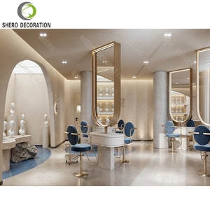 Diseño interior elegante para salón de belleza, estación de espejo personalizada para barbería, vitrina para decoración de salón de belleza - Product Image 4