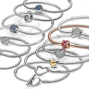 Original De Plata 925 colgante de plata esterlina hebilla de plata Pulsera de cuentas de moda DIY pulsera clásica de serpiente para mujer - Product Image 4