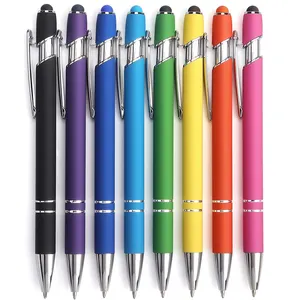 Stylo à bille multifonction cadeau promotionnel avec pointe stylet stylo à écran tactile doux 2 en 1 stylos à bille en métal de luxe avec logo personnalisé