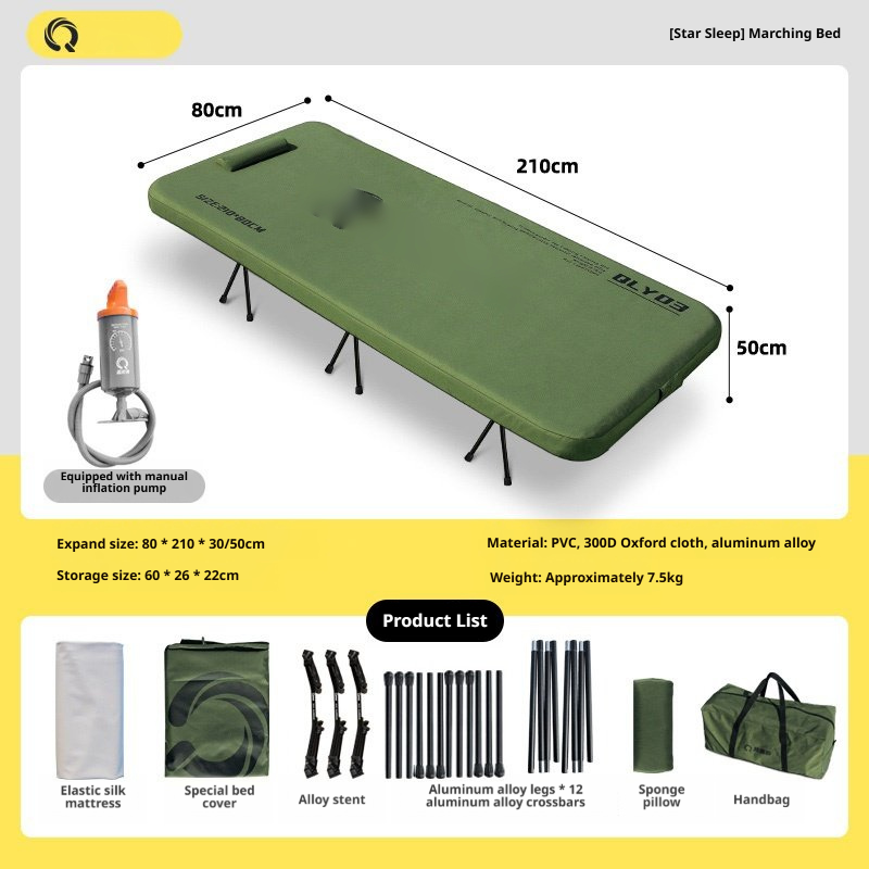 Wire Mesh Folding Bed - Green 80cm + Manual Pump